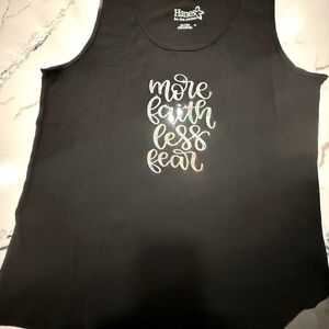 More Faith Less Fear Black Tank Top